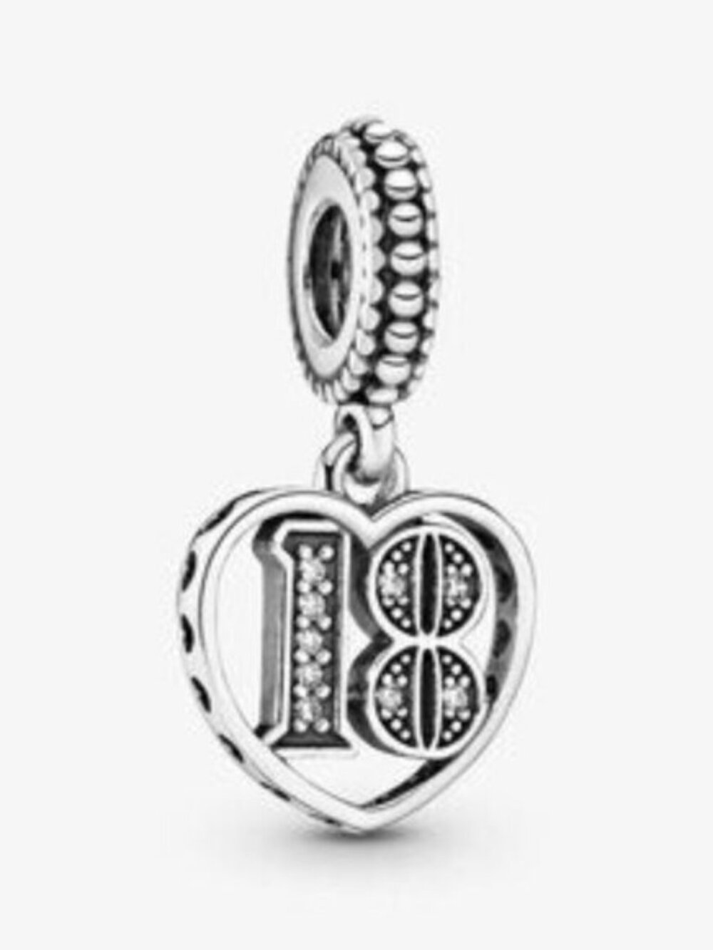 Pandora Silver '18' Heart Dangle Charm